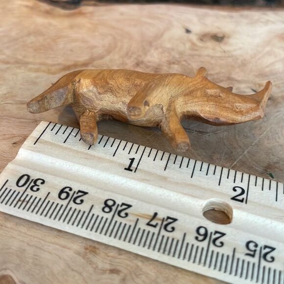 Miniature Wood Carved Rhinocerous - Picture 4 of 4
